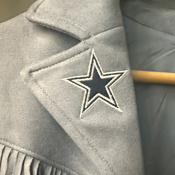 Women's SuedeBlue Fringe Jacket-Dallas Cowboys - Picture 4 of 5